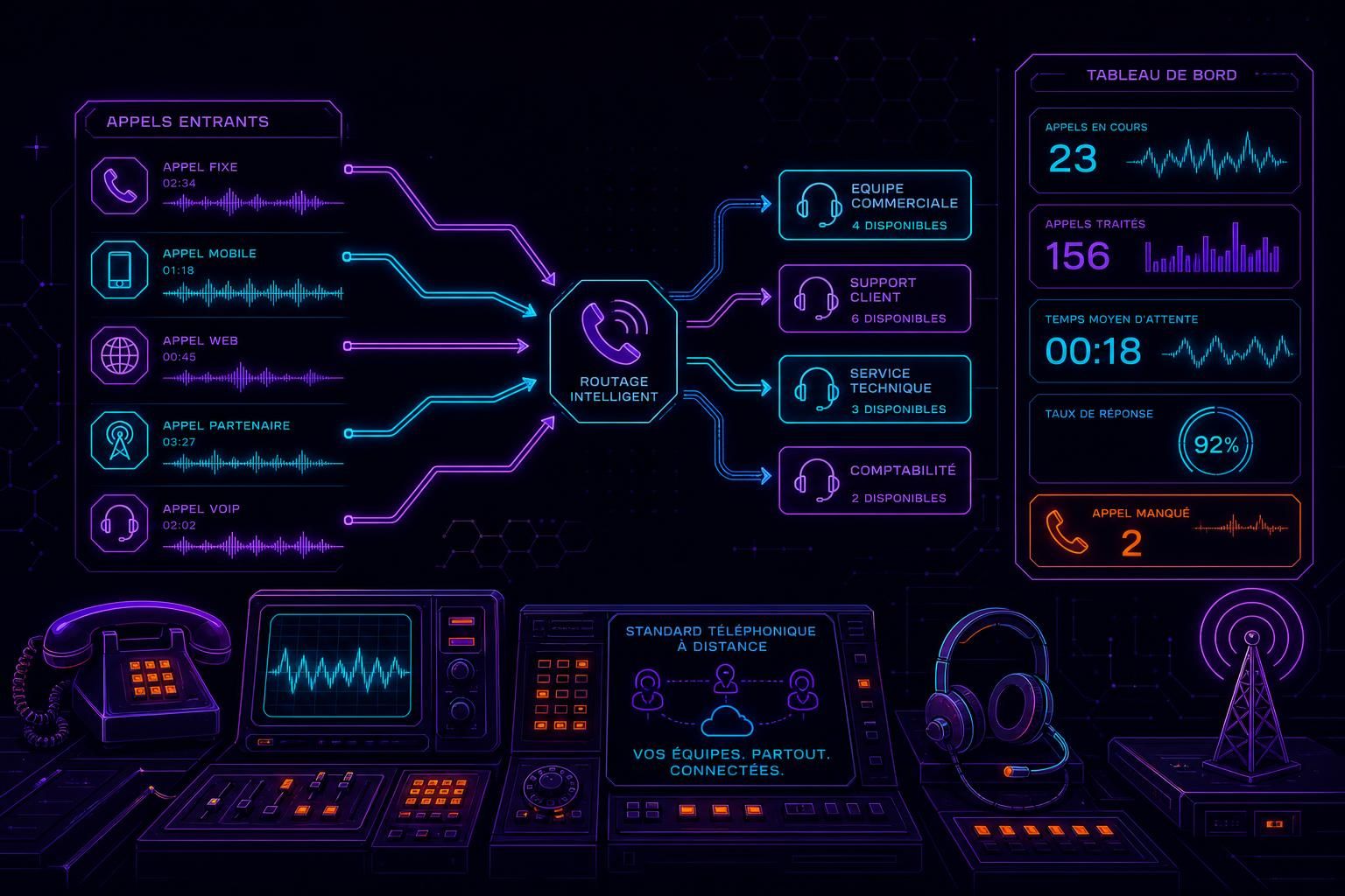 découvrez nos solutions de standard téléphonique à distance, idéales pour les équipes dispersées qui souhaitent rester connectées efficacement et améliorer leur communication professionnelle.